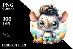 Baby Rhino with Cool Beach Haircut PNG Product Image 2