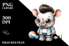 Energic Baby Rhino for the Beach PNG Product Image 2