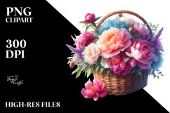 Colorful Watercolor Peonies | Sublimation | Clipart Product Image 1