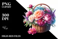 Colorful Watercolor Peonies | Sublimation | Clipart Product Image 1