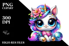Vibrant Crazy Eyes Baby Unicorn PNG Product Image 2