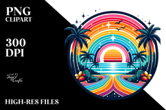 Retro Tropical Rainbow Sunset PNG Product Image 2