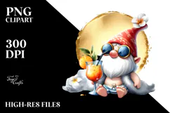 Gnome Drinking a Cocktail, Beachwear, High-Res PNG Product Image 2