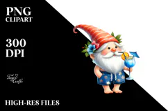 Gnome Drinking a Cocktail, Beachwear, High-Res PNG Product Image 2