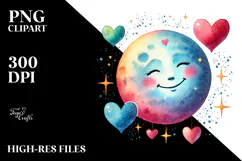 Colorful Cow with Smiling Moon PNG Product Image 2