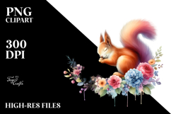 Vibrant Squirrel on Moon with Flowers Clipart Product Image 2