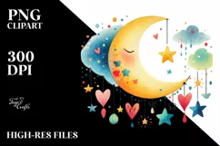 Simple Half Moon with Blood and Hearts, PNG Product Image 2