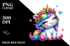 Colorful Baby Unicorn PNG Product Image 2