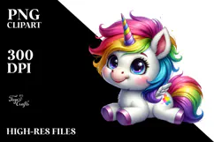 Smiling Baby Unicorn, Colorful PNG Product Image 2
