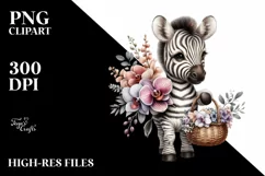 Cute Baby Zebra with Flower Basket | Orchid Bouquet Product Image 1