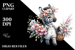Vibrant Baby Zebra with Flower Basket Product Image 2