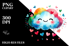 Cheerful Watercolor Cloud with Hearts PNG Product Image 2