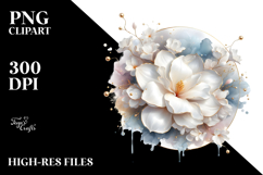 Abstract Gardenia with Golden Insertions PNG Product Image 2