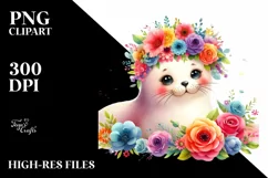 Cute Cartoon Style Watercolor Seal | Clipart Product Image 3