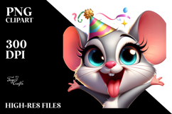 Cute Mouse with Party Hat, Comic Illustration Product Image 2