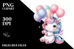 Colorful Baby Unicorn | Sublimation | Clipart Product Image 1