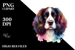 Cute Colorful English Springer Spaniel Watercolor Clipart Product Image 1