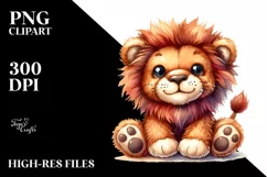 Vibrant Brownish Plush Lion Watercolor Clipart Product Image 1