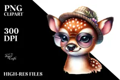 Cute Deer with Hat and Sunglasses, Transparent PNG Product Image 2