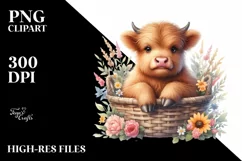 Cute Highland Cow Smiling | Sublimation | Clipart Product Image 3