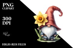 Cute Gnome with Daffodil PNG Product Image 2