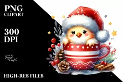 Whimsical Chicken in Santa Hat PNG Product Image 2