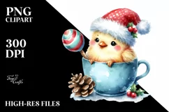 Whimsical Chicken in Santa Hat PNG Product Image 2