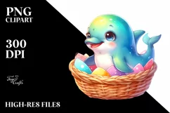 Colorful Smiling Baby Dolphin | Clipart Product Image 1