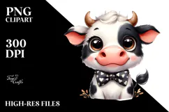 Funny Cow with Bow and Tie, PNG Product Image 2