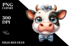 Graceful Cow with Bow and Tie PNG Product Image 2