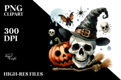 Simple Funny Halloween Skull PNG Product Image 2