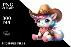 Baby Unicorn Cowboy | Sublimation | Clipart Product Image 3