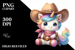 Cute Baby Unicorn Cowboy | Clipart Product Image 3
