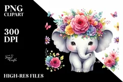 Watercolor Elephant Portrait, Transparent PNG Product Image 1