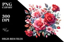 Colorfull Red Roses and Carnation PNG Product Image 2