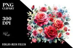 Colorfull Red Roses and Carnation PNG Product Image 2