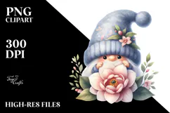 Cute Gnome with Gardenia PNG Product Image 2