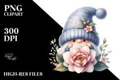 Cute Gnome with Gardenia PNG Product Image 2