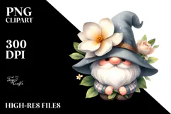 Cute Gnome with Gardenia PNG Product Image 2