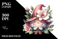 Cute Gnome with Gardenia PNG Product Image 2