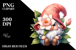 Cute Gnome with Gardenia PNG Product Image 2