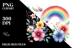 Cute Rainbow Flowers PNG Product Image 2