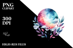 Vibrant Wimsical Moon with Foliage Watercolor Product Image 2