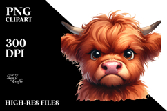Funny Baby Face Highland Cow, PNG Product Image 2