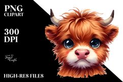 Funny Baby Face Highland Cow, PNG Product Image 2