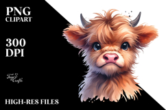Funny Baby Face Highland Cow, PNG Product Image 2