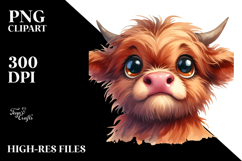 Funny Baby Face Highland Cow, PNG Product Image 2