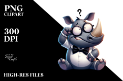 Cartoon Rhino with Cross-Eyed Expression PNG Product Image 2