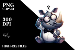 Cartoon Rhino with Cross-Eyed Expression PNG Product Image 2
