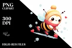 Cute Baby Bee Commemorated on a Sleigh, Transparent PNG Product Image 3